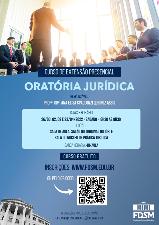 Evento 855 - CURSO DE EXTENSÃO PRESENCIAL: ORATÓRIA JURÍDICA