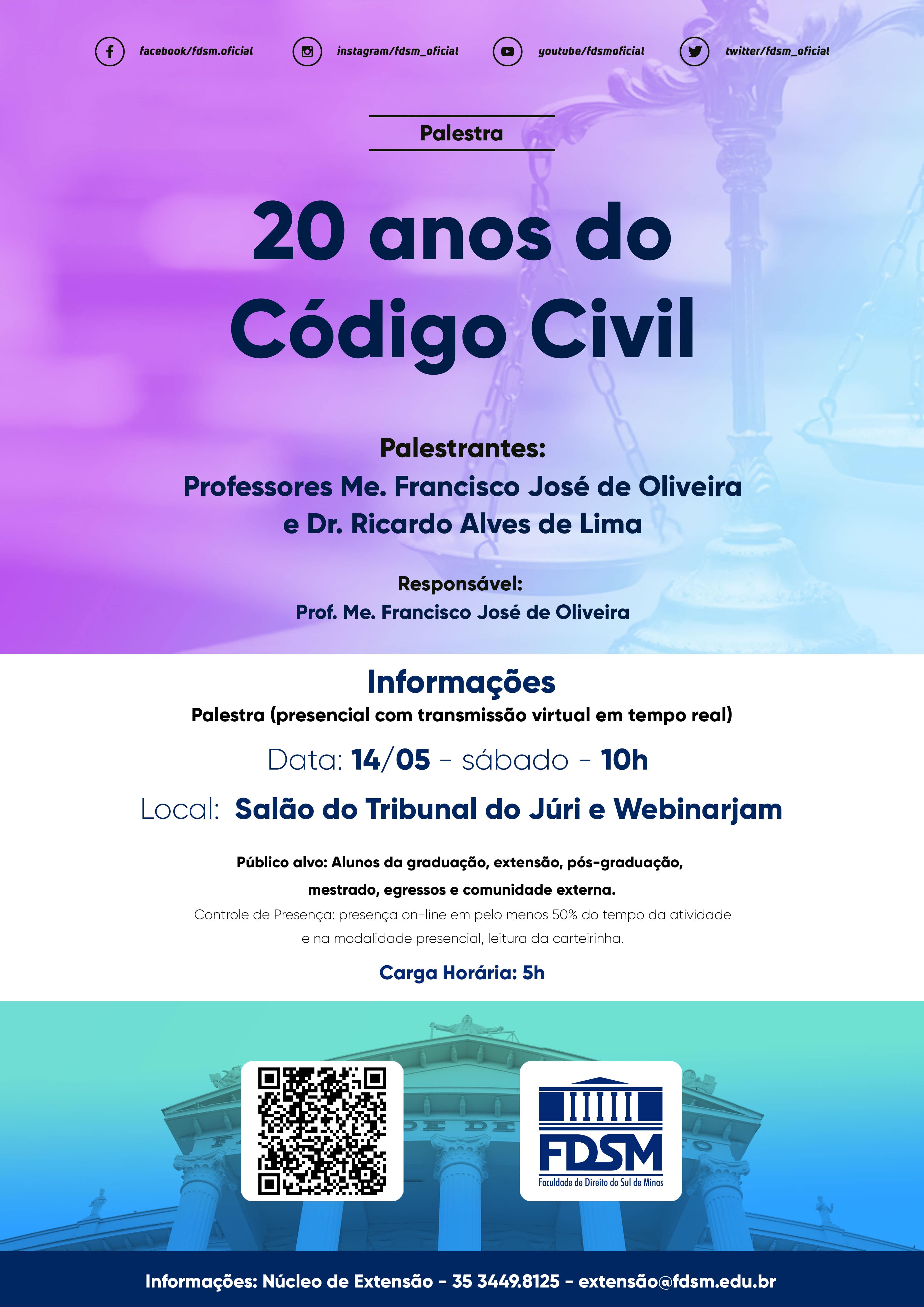 Evento 884 - PALESTRA '20 ANOS DO CÃDIGO CIVIL'. 