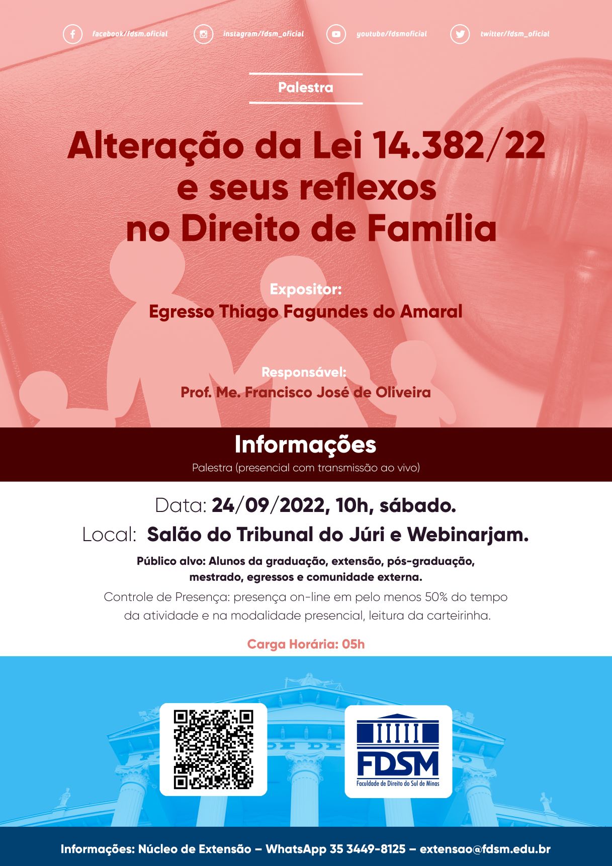 Evento 930 - PALESTRA 'ALTERAÃÃO DA LEI 14.382/22 E SEUS REFLEXOS NO DIREITO DE FAMÃLIA'