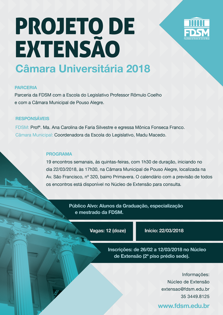 NotÃ­cia 4357 - PROJETO DE EXTENSÃO: CÃMARA UNIVERSITÃRIA 2018