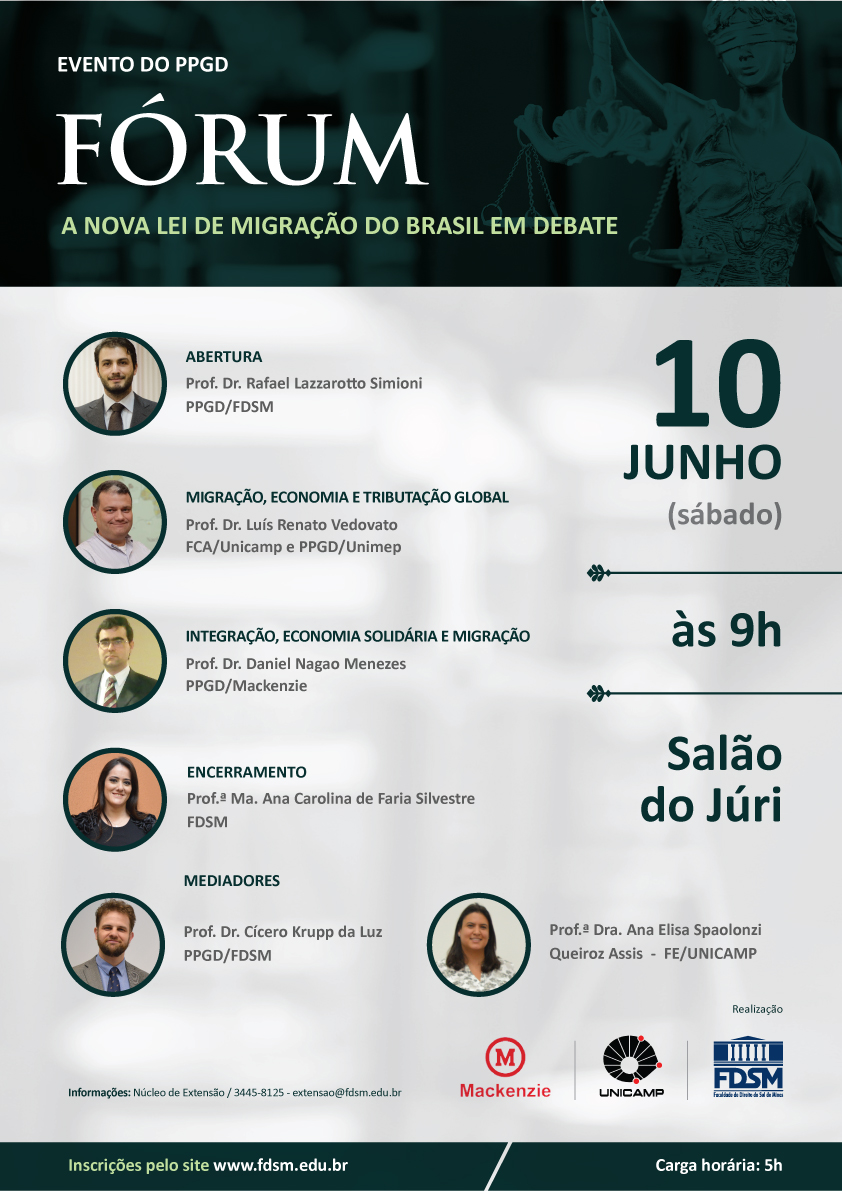Evento 141 - FÃRUM DO PPGD - A NOVA LEI DE MIGRAÃÃO DO BRASIL EM DEBATE